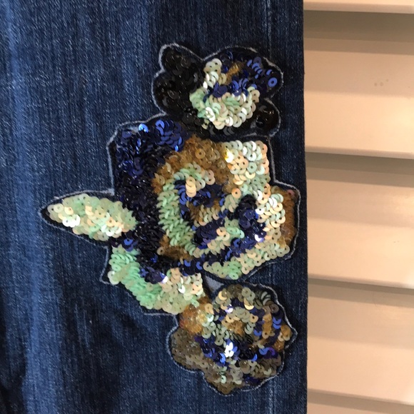 Anthropologie slim boyfriend jeans sequins NWT 8 - Picture 2 of 10